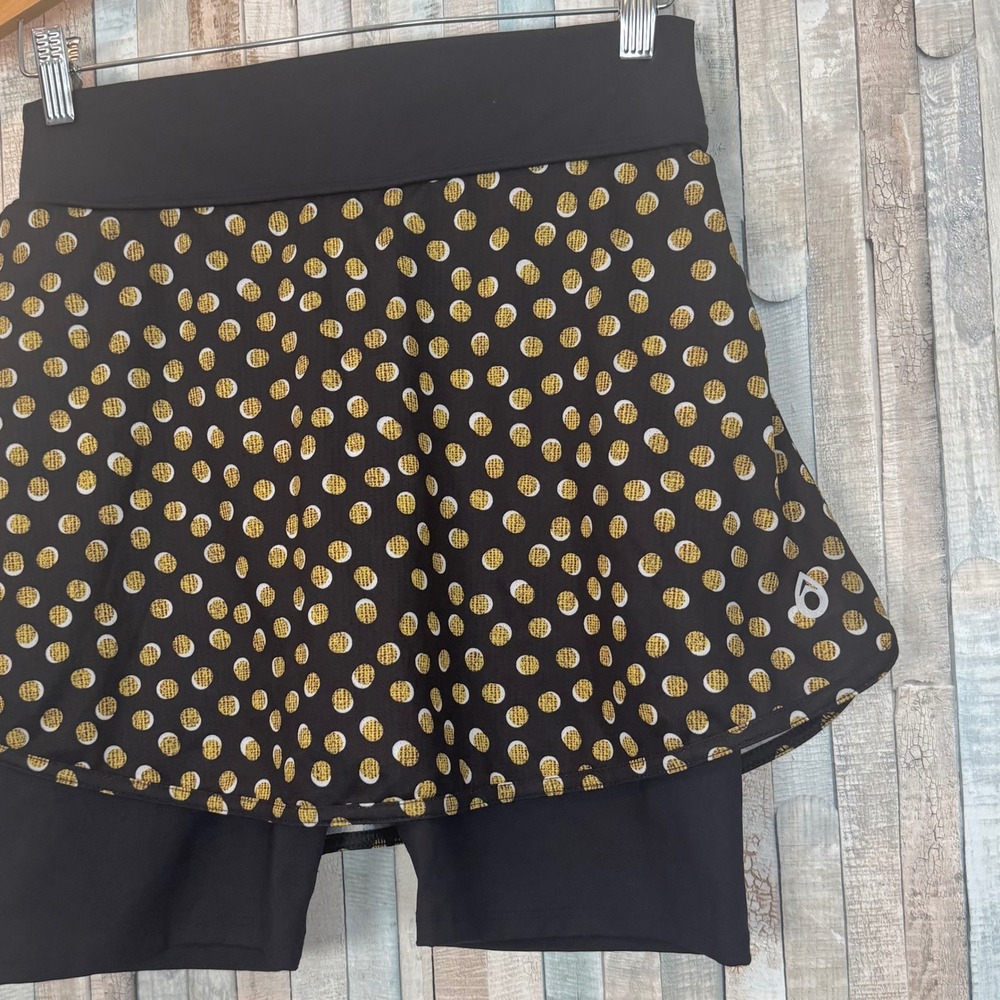 Dona Jo Skort Black‎ Polka Dot Tennis Golf Pickleball Athletic Shorts Skirt 2 L